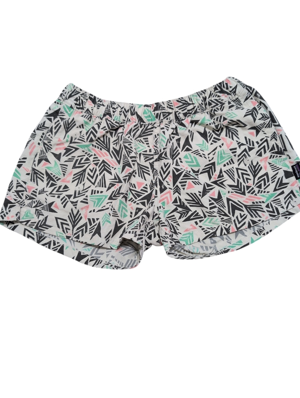 Patagonia Baggies Shorts Womens XS Geometric Tribal Print Black‎ Mint Pink 57057